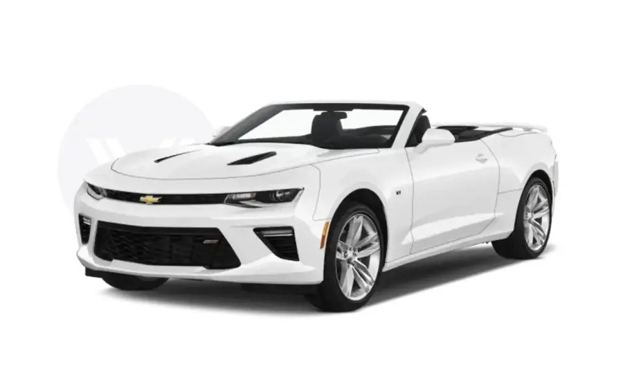 A white Chevrolet convertible.